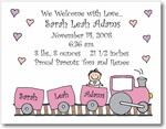 Pen At Hand Stick Figures Birth Announcements - Train - Girl